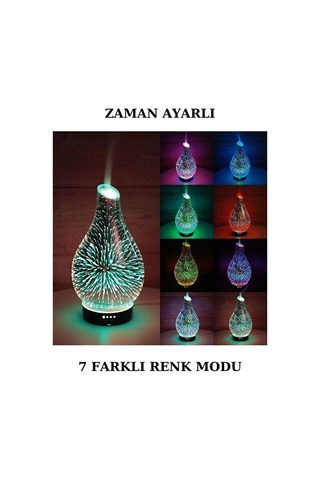 7 Renk Led Işıklı Aromaterapi Difüzör / Zaman Ayarlı Hava Nemlendirici / Otomatik Kapanma / Gece Lambası Özellik
