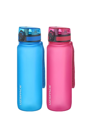 Uzspace 2'li Tritan Matara Seti 800 Ml 14 Farklı Renk Seçeneği Fiftyfifty-3053seta Mavi-Pembe