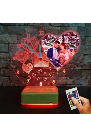 14 Şubat 3D Resimli 16 Renkli Led Lamba Sevgiliye Hediye