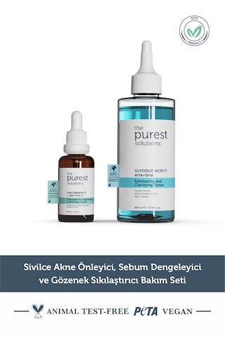 The Purest Solutions Sivilce Akne Karşıtı Sebum Dengeleme Ve Gözenek Sıkılaştırmaya Yardımcı Bakım Seti