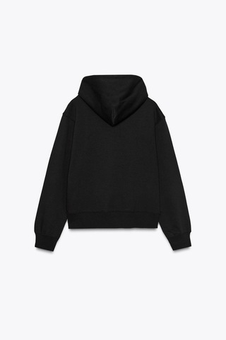 İçi Polarlı Kapşonlu Kadın Sweatshirt Hoodie Siyah