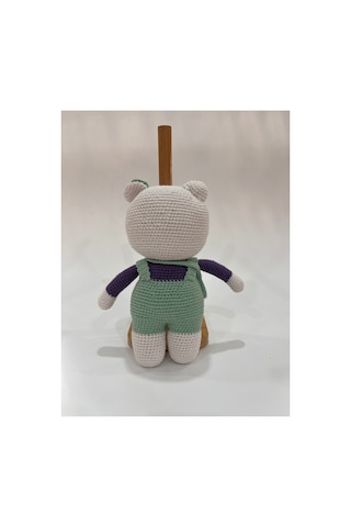 El Yapımı Amigurumi Kedi Örgü Oyuncak Bebek Tığ İşi 24 Cm Sevimli Hediye Mint