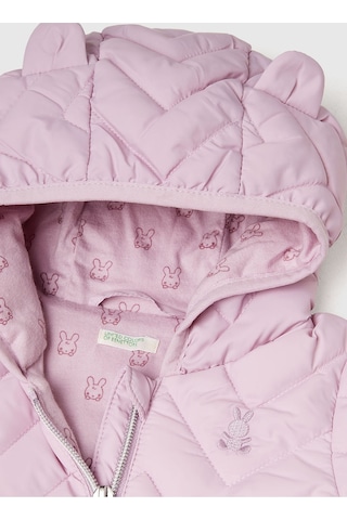 United Colors Of Benetton Bebek Lila Zikzak Dikişli Tavşan Kulak Kapüşonlu Mevsimlik İnce Mont Lila