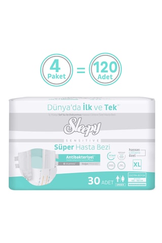 Sleepy Sensitive Antibakteriyel Süper Yetişkin Hasta Bezi Xlarge 30x4 120 Adet XL