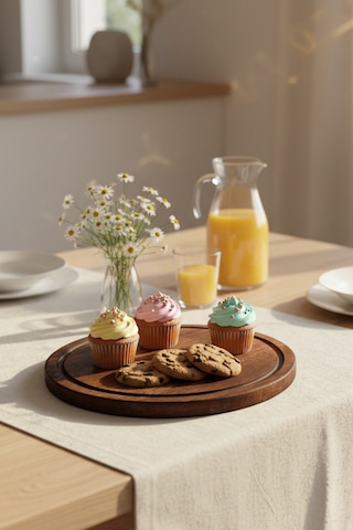 Presy - Ahşap Sunumluk Servis Tabağı Sunum Tepsisi 28,5 cm