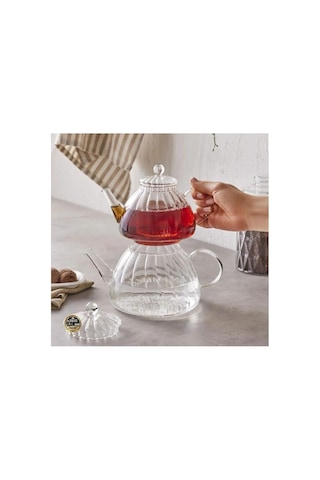 Modern 600 / 1000ml Borosilikat Cam Demlik, Isıya Dayanıklı Cam Kapaklı, Çaydanlık Şeffaf