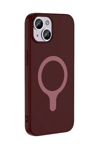 Maks Technology iPhone Uyumlu 14 Kılıf M-safe Şarj Özellikli Mkst Aris Silikon Kapak - Mürdüm