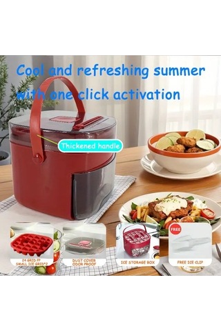 Fastbuy Challenger Taşınabilir Buz Makinesi, Alev Kırmızısı, Büyük Kapasiteli, Çift Katmanlı, Elektriksiz, Tasarım, Kullanış Kırmızı