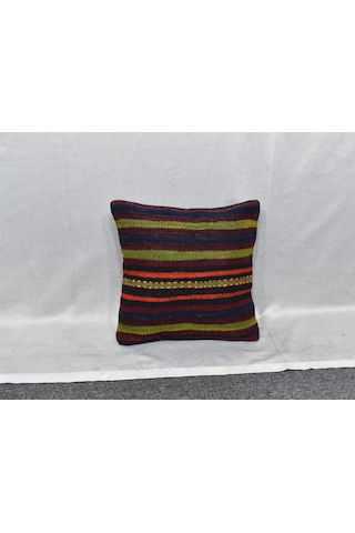 Zehra Abla Halı Yeni El Dokuma Dekoratif Kilim Kırlent Yastık Kılıfı 6827 Çok Renkli