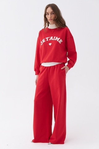 Nocturne Oversize Midi Kadın Pantolon - Günlük Rahatlık Kırmızı