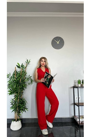 Kadın Yelek Pantolon Takım Kadın Şık Yelekli Takım - Dar Kalıptır Kırmızı Kırmızı