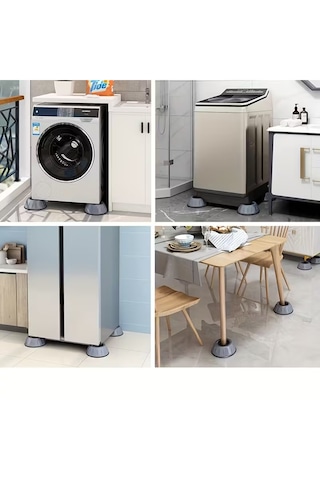 Çamaşır Makinesi Titreşim Önleyici Kaydırmaz Vantuzlu Ayak Stoper 4 Adet Kanepe Yatak Masa Yükseltme