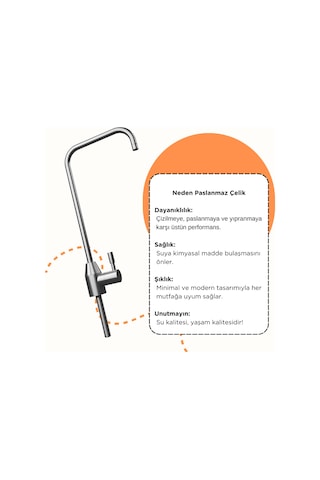 304 Paslanmaz Kare Su Arıtma Musluğu