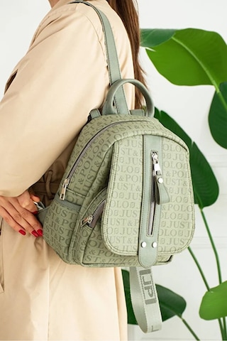 Just Polo Kadın Günlük Kullanıma Uygun Su Geçirmez Çok Bölmeli Sırt Çantası Shopper Yeşil