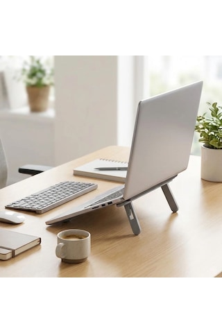 2 Kademeli Katlanabilir Laptop Standı Kendiliğinden Güçlü Yapışkanlı, Ergonomik Tablet Yükseltici