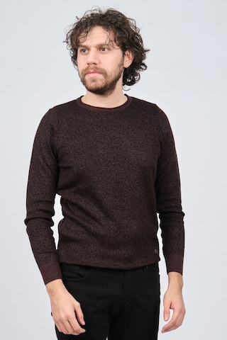 Çizgi Triko Erkek Bisiklet Yaka Slim Fit Desenli Kazak 42554255 B Bordo