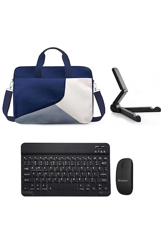 Microcase Honor Pad X8b 11 İnch İle Uyumlu Tablet Çanta + Bluetooth Klavye + Mouse + Tablet Standı Siyah- Al4234 Lacivert