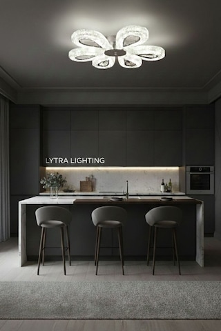 Damla Model 6 "lı Gümüş 3 Renk Modu Ledli Modern Tavana Sıfır Salon Mutfak Yatak Odası Led Avize Altın