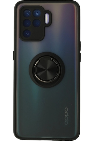 Gld-spt- Newface Oppo Reno 5 Lite Kılıf Montreal Yüzüklü Silikon Kapak - Siyah