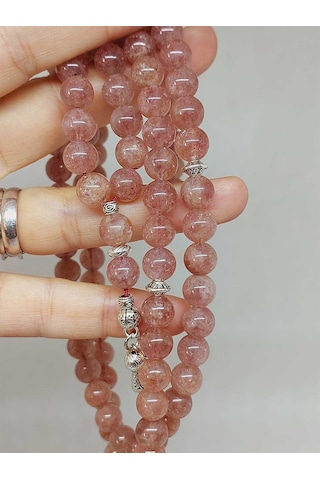 Çilek Kuvars Taşı 99luk Tesbih 8mm 9778 Çok Renkli