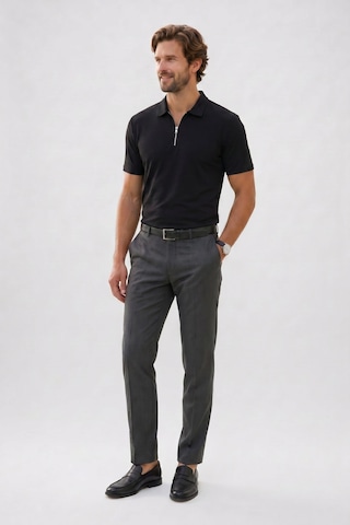 Tudors Erkek Slım Fit Dar Kesim Ekstra Soft Modal Kumaş Kısa Kollu Yarım Fermuarlı Siyah Polo Yaka Tişört-51035