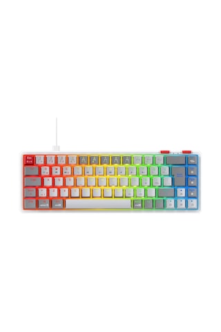 Rampage Yoru Mini Rgb Red Switch Mekanik Beyaz/gri Type-c Kablolu Gaming Klavye