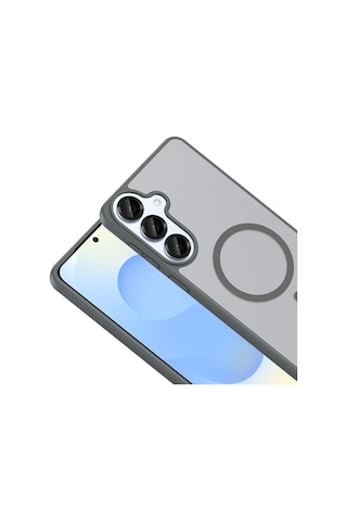 Vendas Samsung Galaxy S26 Kılıf M-safe Şarj Özellikli Zore Babet Kapak + Bilvis Cam Ekran Koruyucu Gri