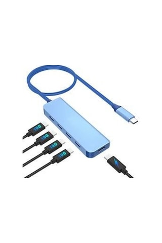 Vcom Cue11s Type-c To 4-usb-c 10gbps +pd 3.0 100w Mavi Çoklayıcı