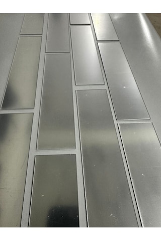 Dekoratif Tuğla Desenli Gümüş Pleksi 15 Adet 5x20cm Kendinden Yapışkanlı Gümüş