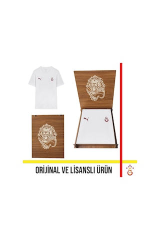 Galatasaray Lisanslı Puma Logolu Ve Armalı Beyaz Tişört Aslan Ahşap Kutulu 78290720