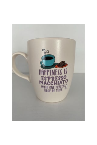 Happiness İs Espresso Machiato Beyaz Kupa Bardak Çok Renkli