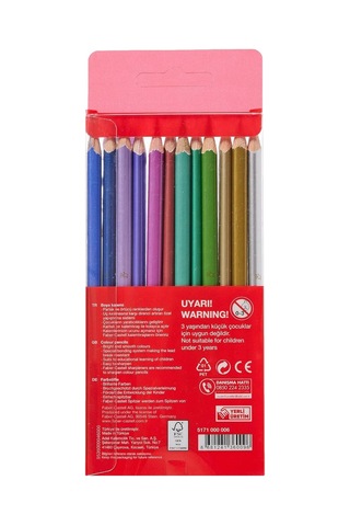 Faber-castell Üçgen Kuru Boya Kalemi Metalik Renkler 12'li Genel