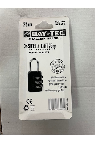 Baytec Şifreli Asma Kilit 25mm