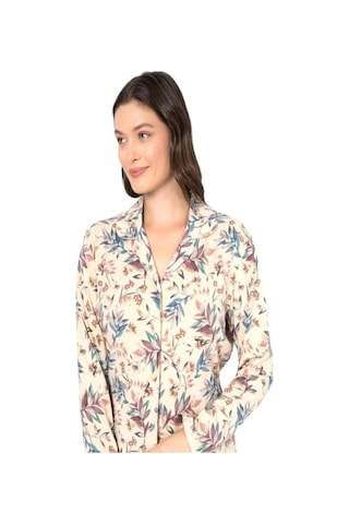 Ciciten Pamuk Melanj Desenli Boydan Düğmeli Bayan Pijama Takım 001