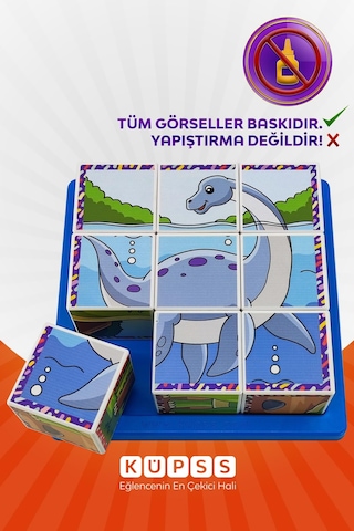 Küpss Dinozorlar 3d Küp Puzzle, Seri 2, 9 Küp 6 Dinazor Yapboz