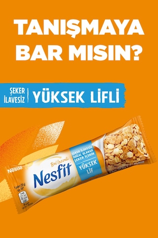 Nesfıt Yüksek Lif İçeren Şeker İlavesiz Bal Aromalı Tam Tahıllı Bar