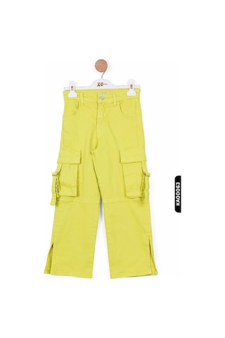 Xo Kids Yırtmaçlı Geniş Paçalı Kargo Cepli Kız Çocuk Pantolon 5-14 Yaş 2428 Yeşil