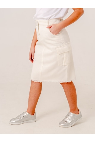 Kız Çocuk Kargo Keten Etek 2959 Beyaz