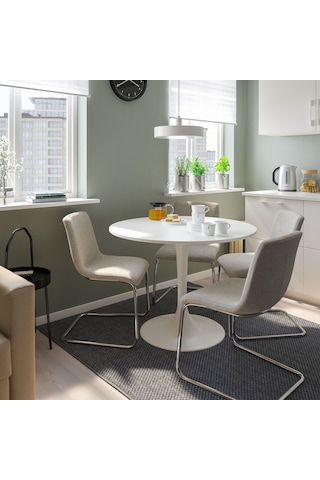 Mutfak Masası Takımı, Beyaz/viarp Bej-kahverengi, 4 Sandalyeli beyaz