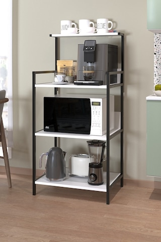 Mutfak Standı Espresso Makinesi Standı Kahve Köşesi Mutfak Rafı Endonezya Beyaz