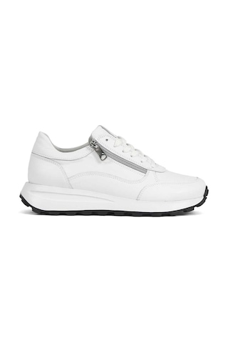 Kadın Beyaz Bağcıklı Fermuarlı Deri Sneaker
