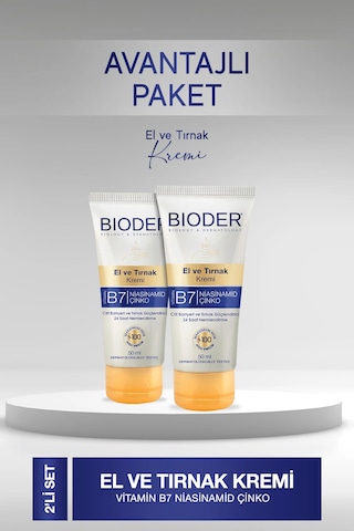 El Ve Tırnak Kremi Cilt Bariyeri Ve Tırnak Güçlendirici 50 Ml - Vitamin B7 Niasinamid Çinko 2 Li