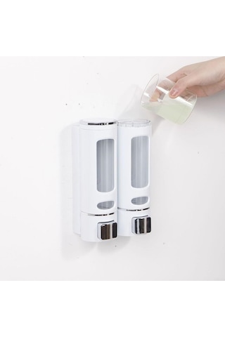 2 Adet 400 Ml Sabun Dispenseri Duvara Monte Duş Şampuanlık Sıvı Sabun Banyo Tuvalet M-52 Beyaz