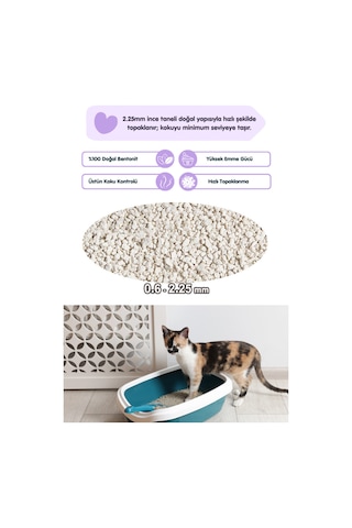 2 Adet 5lt Lavanta Kokulu Bentonit Topaklaşan Kokusuz Kedi Kumu 5lt X 2 Adet