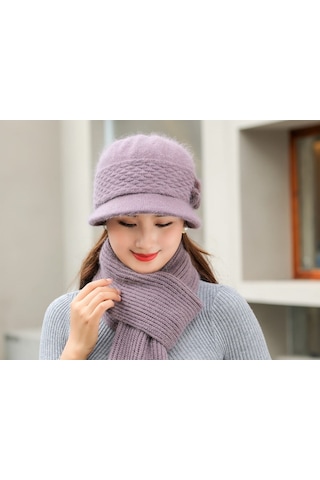 Arion Hs-01x Şık Şapka/bere Ve Atkı Takımı Mor