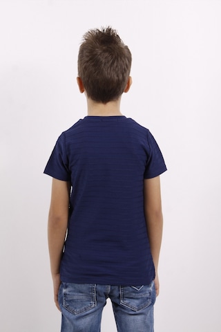 Toontoy Kids Toontoy Erkek Çocuk Flok Baskılı Örgülü Tişört Lacivert