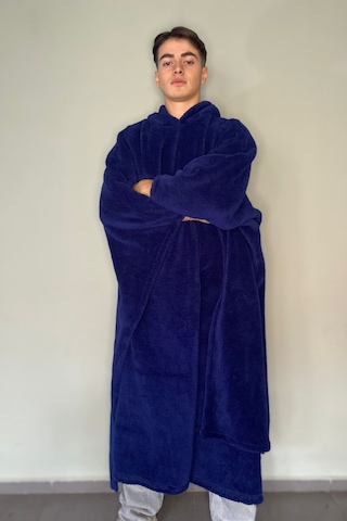 Giyilebilir Hoodie Battaniye Rahat Kalıp Tek Beden Lacivert