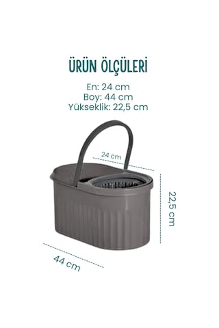 Grimorlife Döner Başlıklı Premium Mop Paspas Temizlik Seti 15lt- Döner Başlıklı Paslanmaz Çelik Saplı- Beyaz