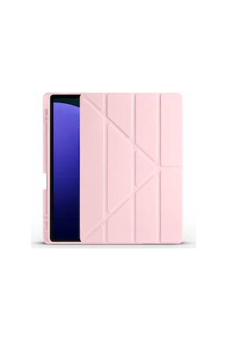 Galaxy Uyumlu Tab S10 Plus Kılıf Zore Tri Folding Kalem Bölmeli Standlı Kılıf - Lacivert Kapaklı Kılıf