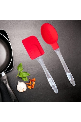 Vıalex Kırmızı Silikon 2 Parça Spatula Kaşık Seti Genel